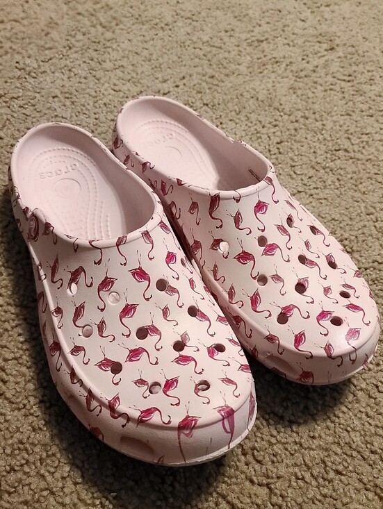 CROCS Shoes - Women's 10, Pink Flamingo Print Clog Shoes